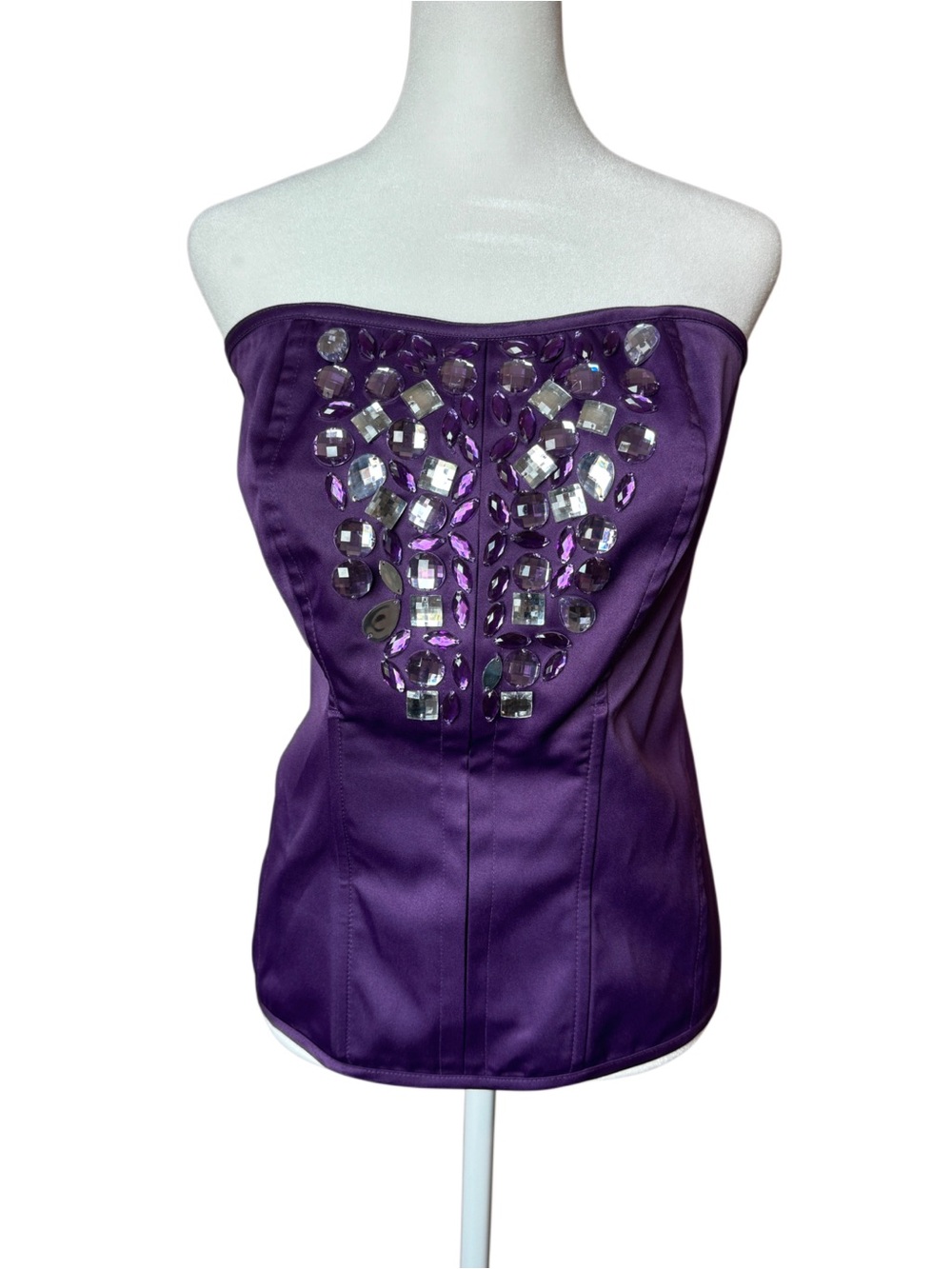 NWT Ashley Stewart Purple Rhinestone Corset Top 1X